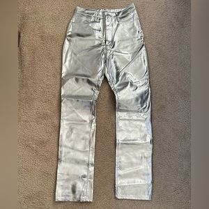 Brand new metallic silver straight leg pants